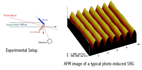 Production of a surface relief grating using azobenzene polymer thin films